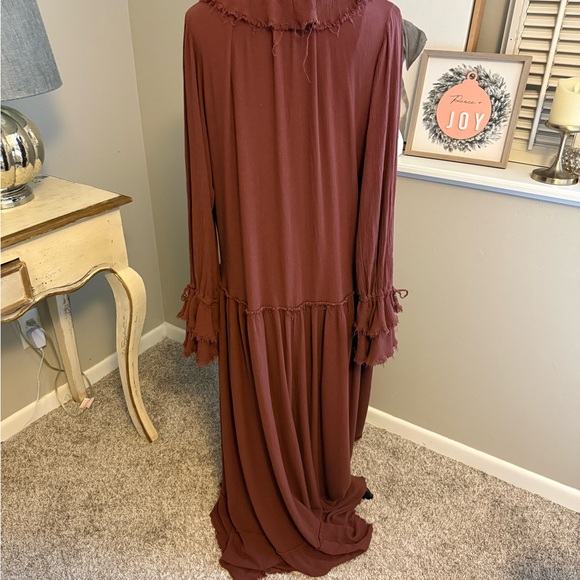 Free People Sweet Darlin Elegant Brown Ruffle Maxi Dress - Picture 7 of 9